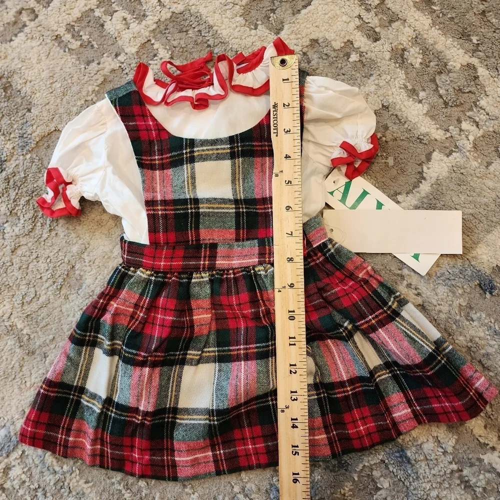 NWT Vintage Alyssa Red Green Christmas Plaid Dress Faux Wool Imperial Plaid 2T - Picture 9 of 9